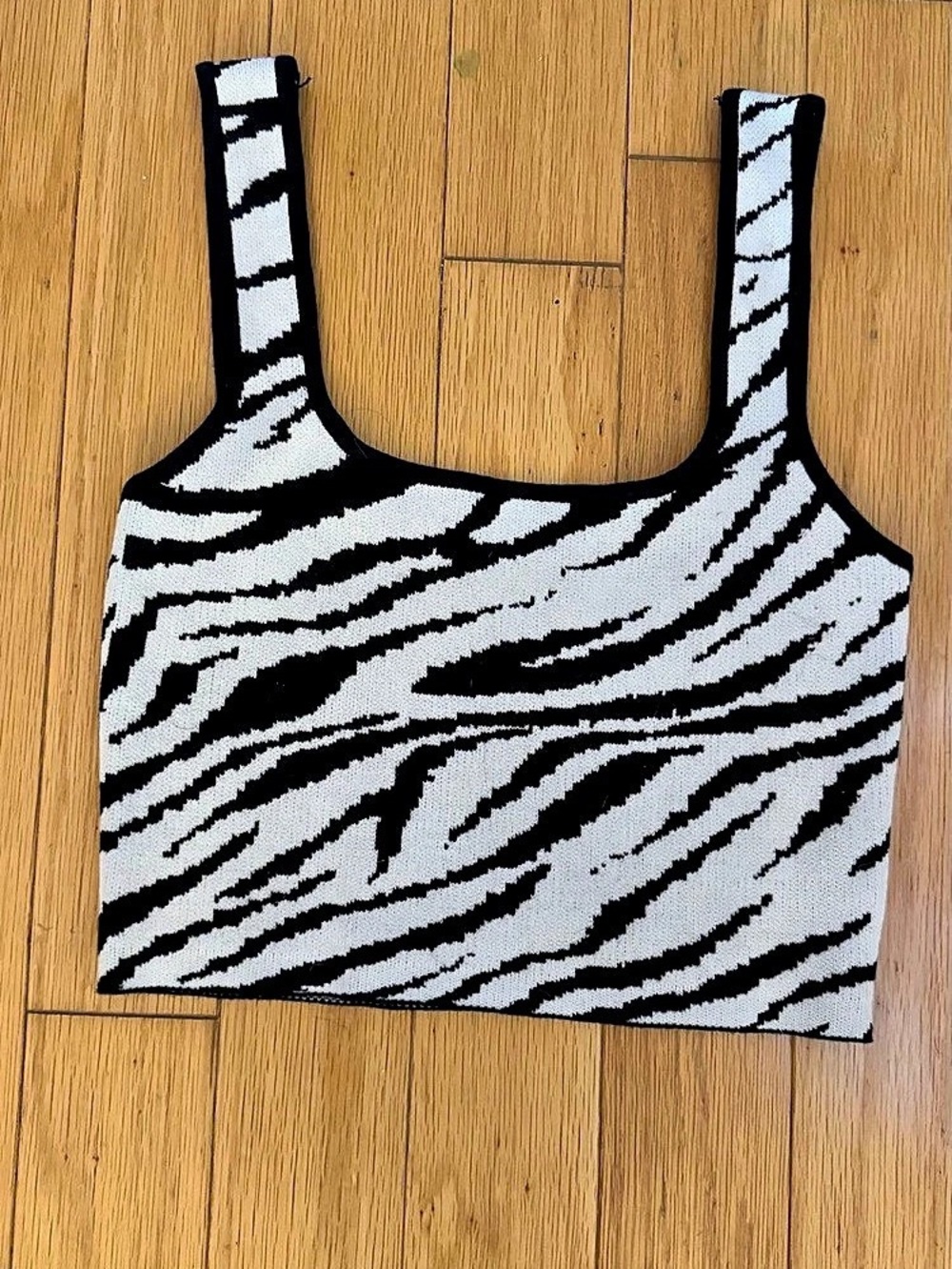 Cider Zebra Print Knit Tank Top Crop